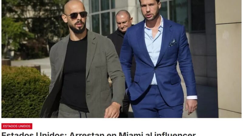 El polémico influencer Andrew Tate y su hermano Tristan  arrestados en Miami, informa el Servicio de Alguaciles de Estados Unidos