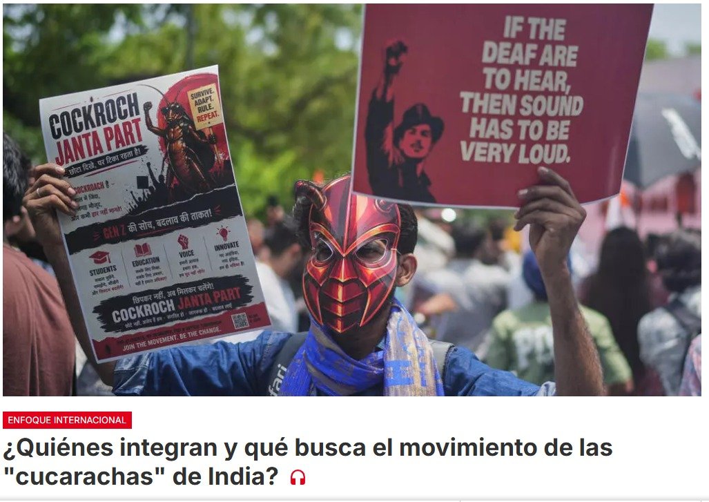 Las autoridades de India reprimieron este lunes con fuerza una manifestación del Partido del Pueblo de las Cucarachas contra el Gobierno