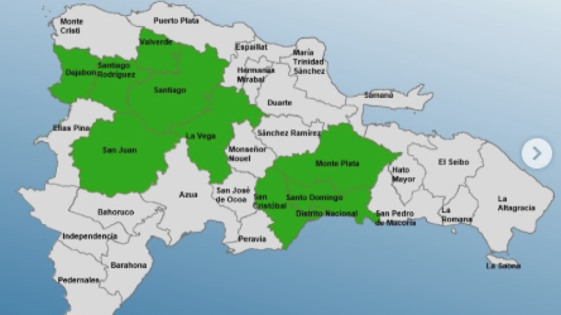 Nueve provincias y Distrito Nacional en alerta verde por onda tropical y vaguada en RD