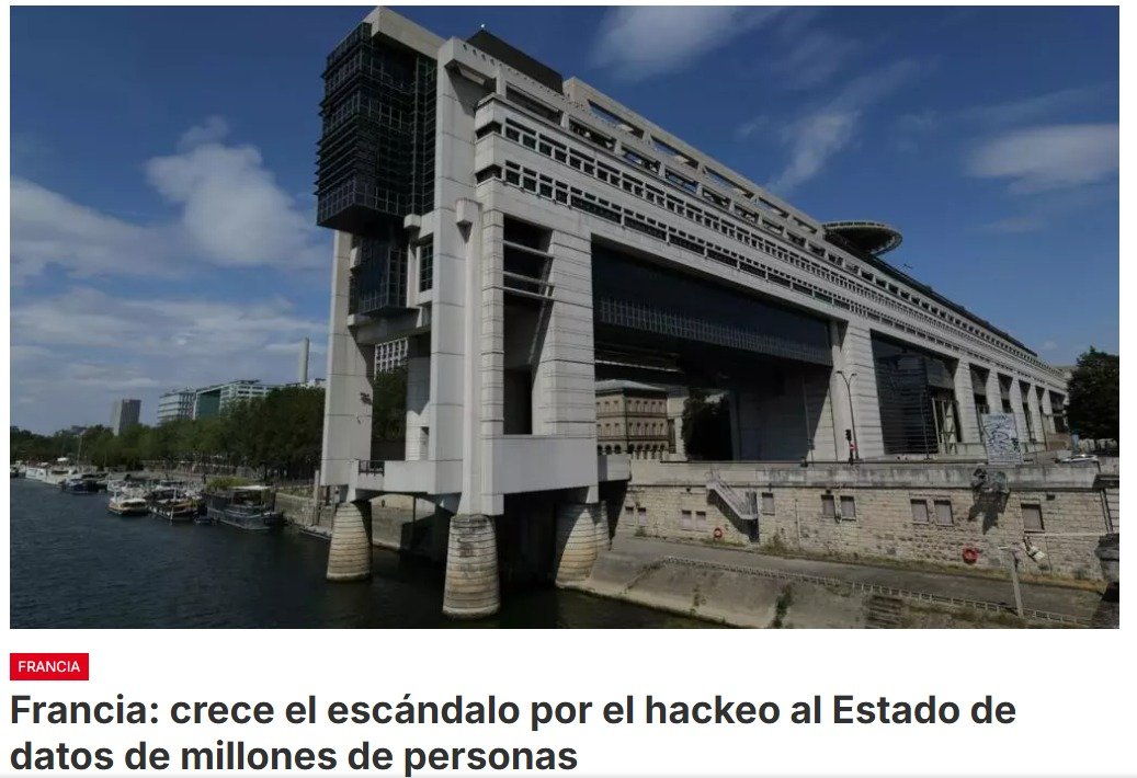 El Gobierno francés presenta sus disculpas por el pirateo desde finales de junio por los servicios fiscales que permitió el robo de información personal de millones de particulares y empresas. Entretanto, anuncian nuevos hackeos