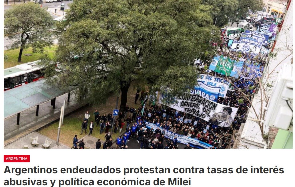 Esta semana, una serie de protestas contra los bancos y las carteras digitales ha sacado a la luz un problema que ha alcanzado proporciones históricas: 20,8 millones de argentinos, el equivalente al 95 % de la población económicamente activa, están endeudados