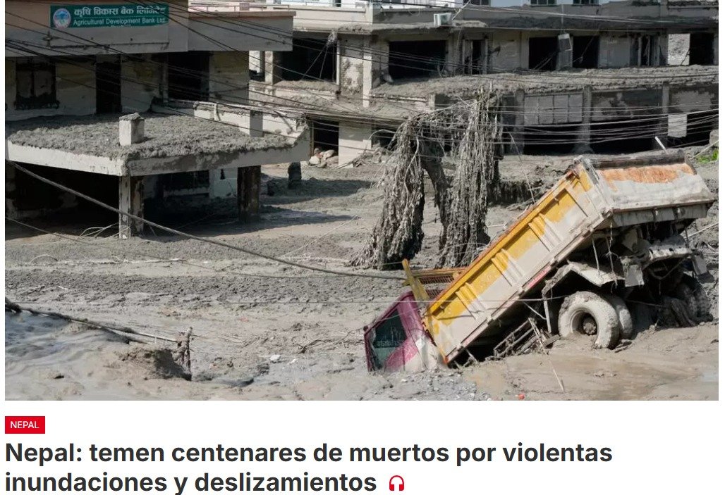 Las inundaciones y corrientes de lodo que golpearon regiones montañosas de Nepal y el Tíbet dejaron al menos una veintena de muertos y centenares de desaparecidos, en su mayoría turistas
