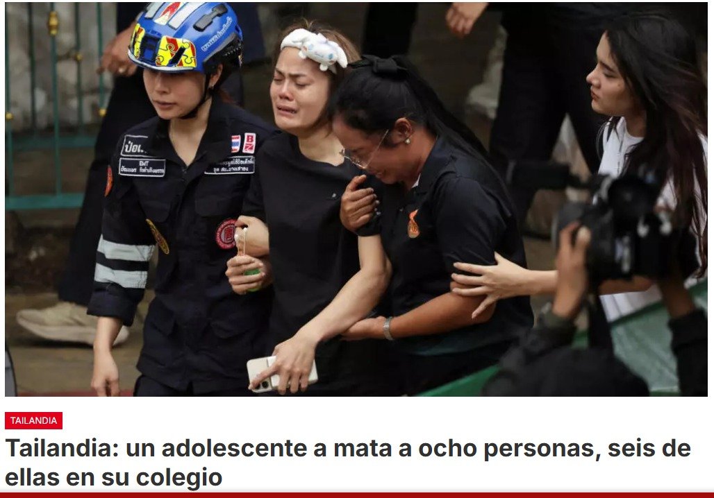 Tras asesinar a sus abuelos, un joven ingresó armado a su escuela, cerca de Bangkok, donde mató a tres alumnos y tres maestros