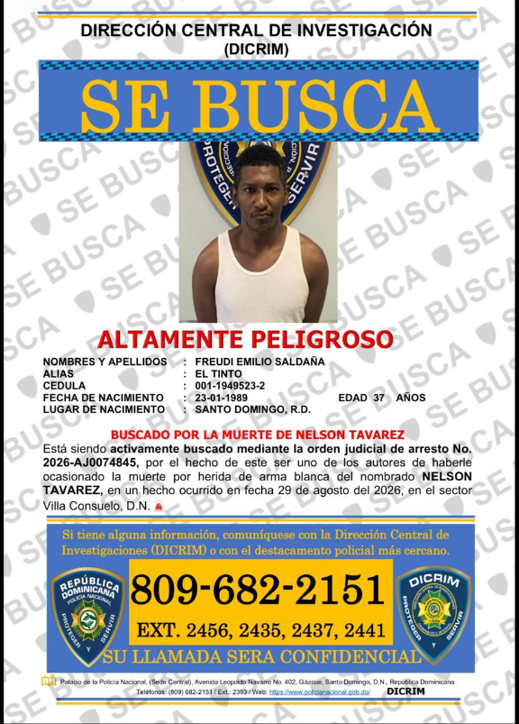 DICRIM busca a “El Tinto” y un tal Cuchuplú por la muerte de Nelson Tavárez en Villa Consuelo