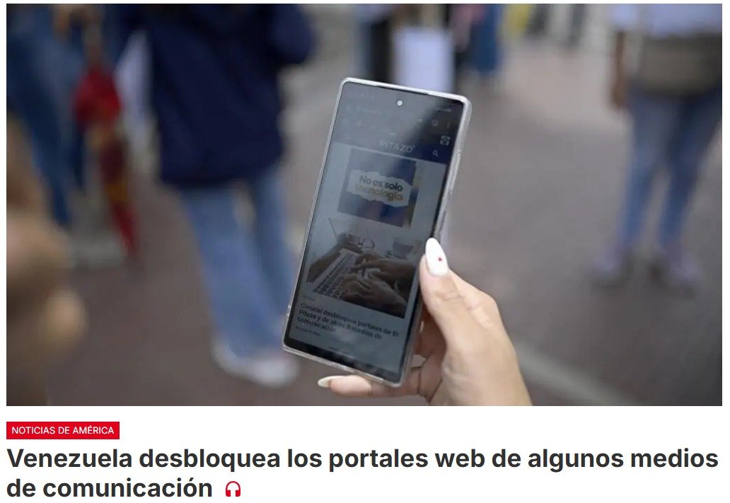 El Gobierno de Venezuela desbloquea varios portales web de medios de comunicación que llevaban años censurados