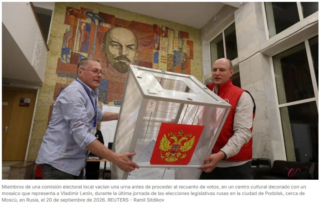 El partido del presidente Vladimir Putin, “Rusia Unida”, se sitúa, como era de esperar, a la cabeza de las elecciones legislativas rusas celebradas el domingo 20 de septiembre, con un 49,4 % de los votos, según una encuesta a pie de urna realizada por el Centro Ruso de Estudios de la Opinión Pública (VCIOM), un instituto estatal