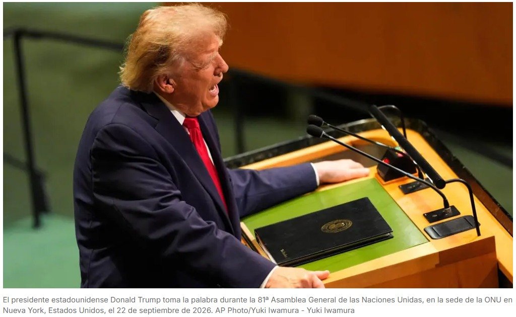 El presidente de Estados Unidos, Donald Trump, advierte  ante la Asamblea General de la ONU que está dispuesto a utilizar su «poderío militar sin igual» para asegurar sus intereses en América Latina