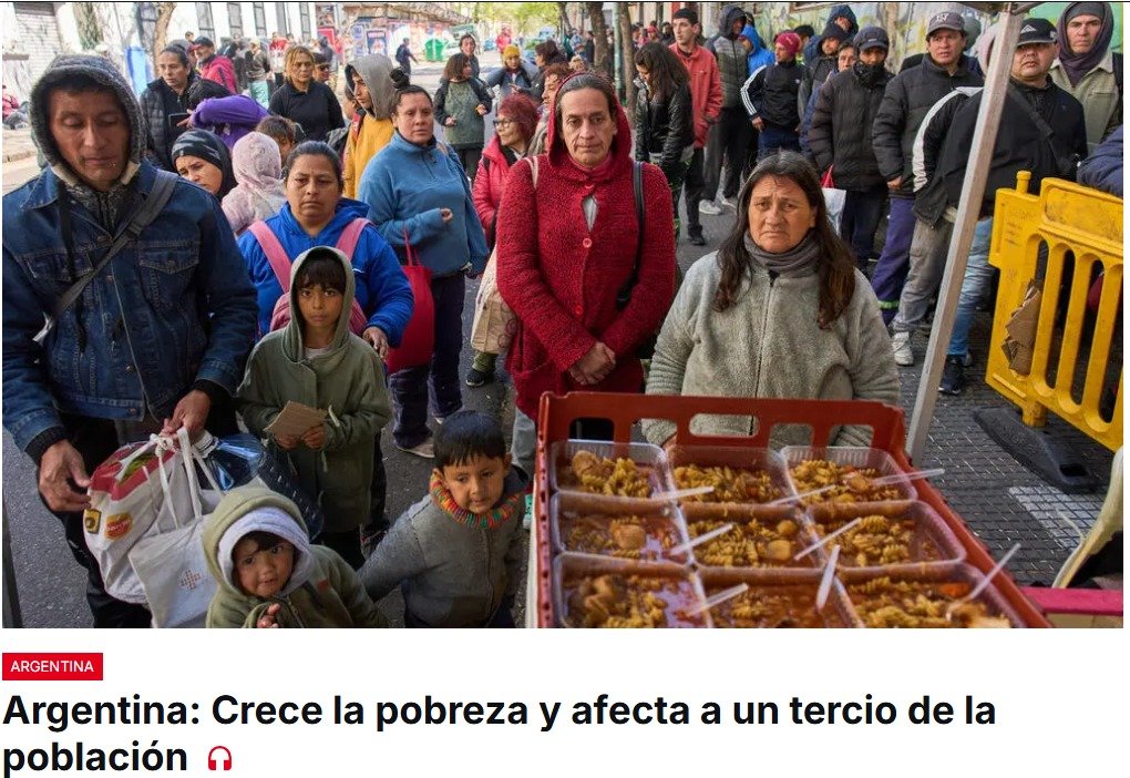 En Argentina la pobreza volvió a subir después de tres semestres de baja, y la economía tuvo en julio su peor caída mensual del año