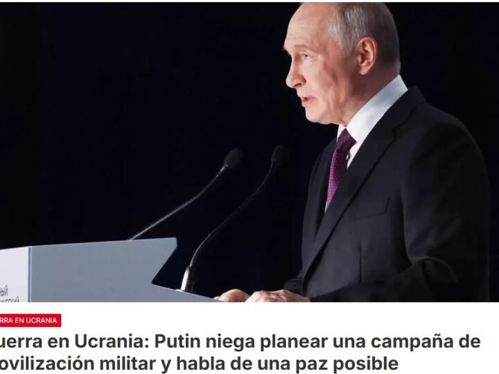 El presidente ruso Vladimir Putin declara que existe la posibilidad de alcanzar un acuerdo de paz con Ucrania, y afirmó que no hay actualmente ningún plan de movilización en el país