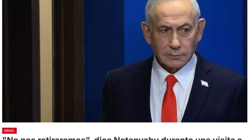 El primer ministro israelí, Benjamín Netanyahu, afirma, que su país no tiene intención de retirarse de las zonas que controla en este territorio palestino