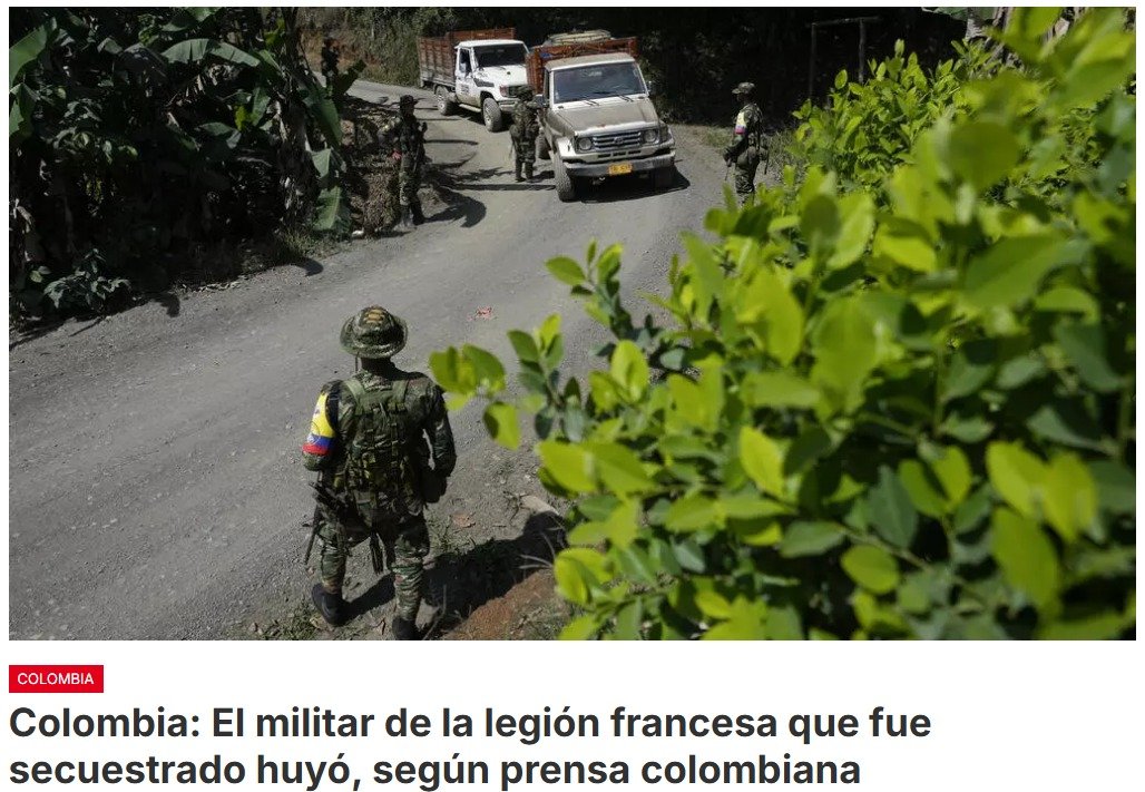 José Olger Melo Charry  cabo colombiano de la Legión Extranjera francesa, consiguió huir