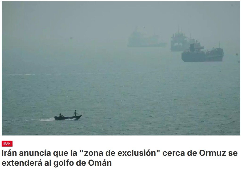 El anuncio de una nueva «zona de exclusión» llega después de que Irán informara de «avances significativos» en sus conversaciones con Omán, país que también tiene costa en el estrecho de Ormuz, para establecer una ruta marítima de entrada y salida a través de este estratégico paso