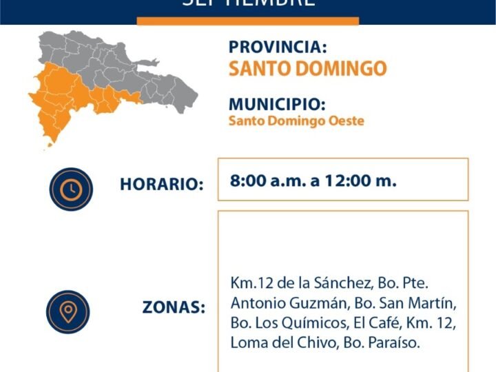 EDESUR realizará mantenimiento programado en sectores de Santo Domingo Oeste este miércoles 30 de septiembre