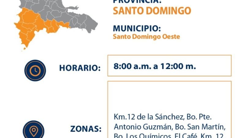 EDESUR realizará mantenimiento programado en sectores de Santo Domingo Oeste este miércoles 30 de septiembre