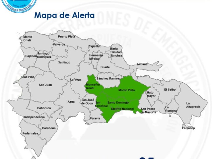 Alerta verde están el Gran Santo Domingo, San Cristóbal, Monseñor Noel y Monte Plata por lluvias