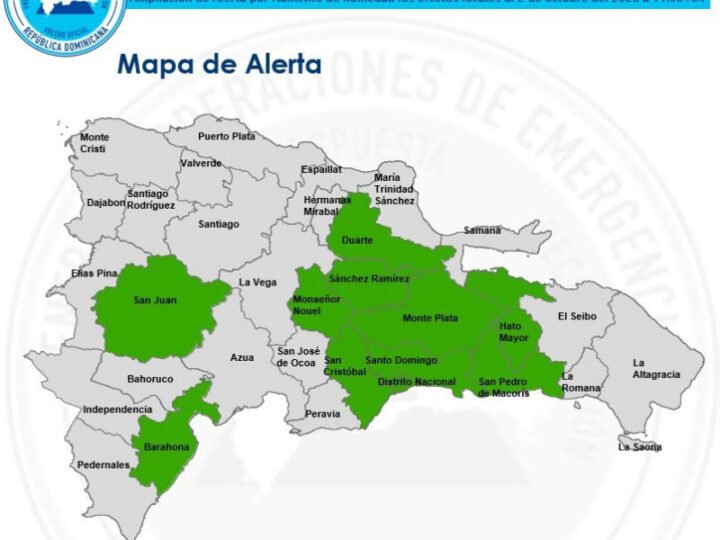 COE amplía alerta verde para 10 provincias y el DN