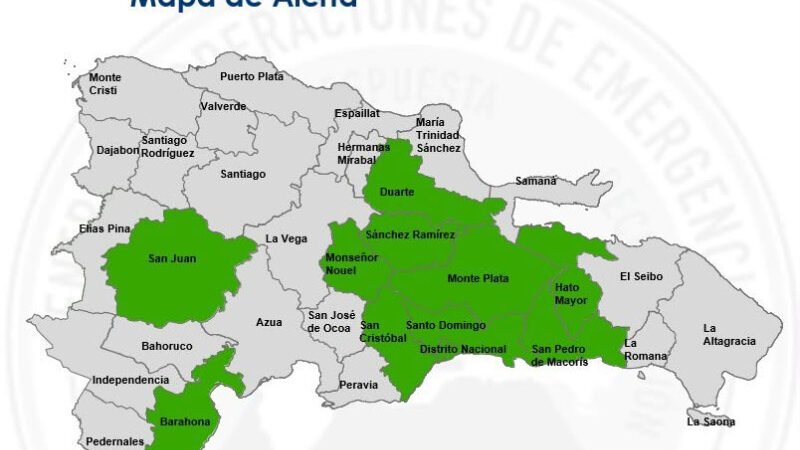 COE amplía alerta verde para 10 provincias y el DN