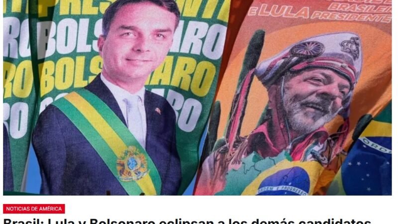 En Brasil, las encuestas apuntan a un empate entre el líder de la izquierda Luiz Inácio Lula da Silva y el candidato de la extrema derecha, Flávio Bolsonaro, de darse la segunda vuelta