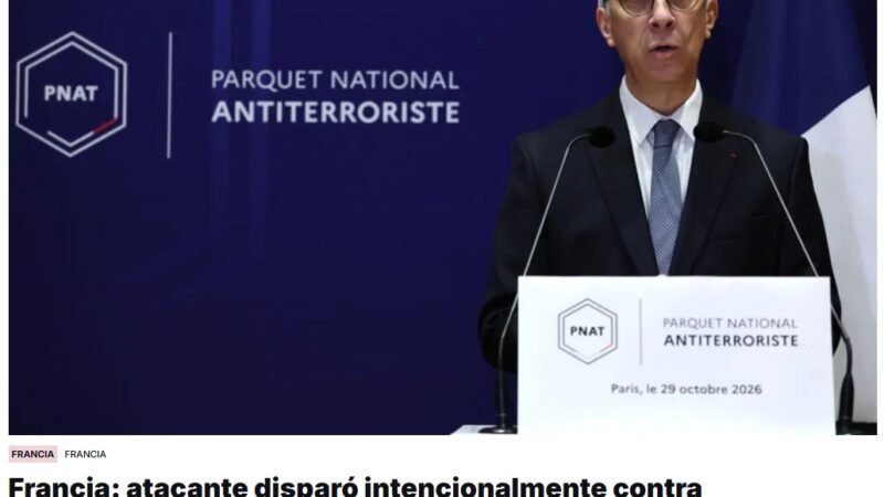 El autor de un tiroteo en los suburbios de Paris, que mata a una persona e hiere a cinco, «admite disparar contra personas de aspecto musulmán, africano o norteafricano»,