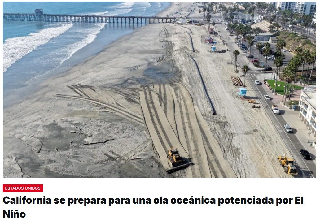 La costa californiana se prepara para un aumento inusual del nivel del mar, que podría alcanzar unos 30 centímetros, debido al efecto de la ola de Kelvin, relacionada con el fenómeno de El Niño, que se prevé que sea particularmente fuerte este otoño e invierno en el hemisferio norte